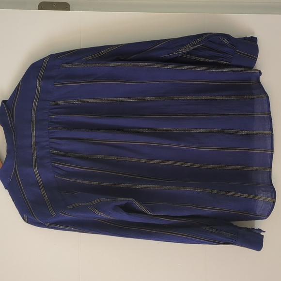 Ba&sh Purple Blue Striped Button Down Lightweight Preppy Shirt Career Office L - Picture 4 of 6